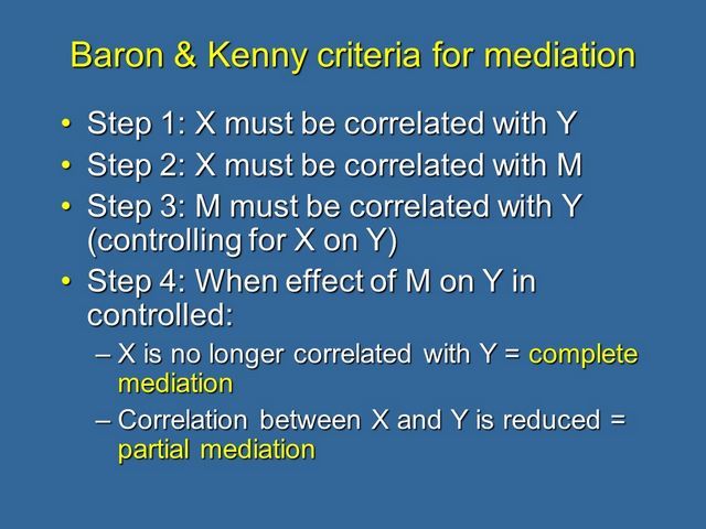 Barron & Kenny criteria for mediation