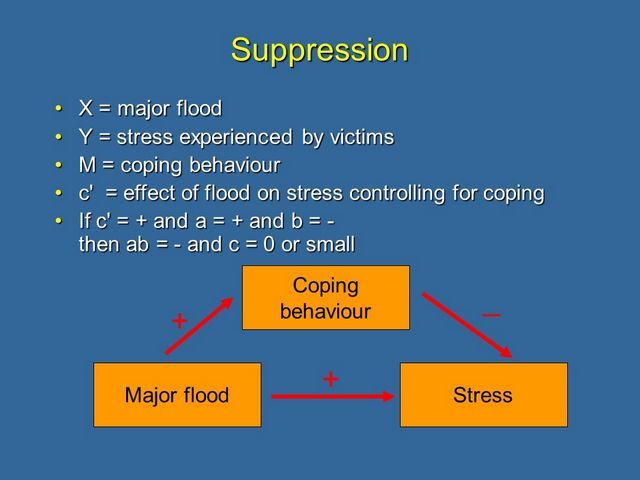 Example: Coping behaviour suppresses the stressful effects of a major disaster